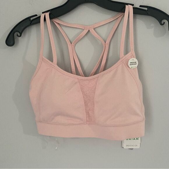 Gaiam Womens Iris Medium Support Strappy Sports Bra Pink size XS - Picture 1 of 4